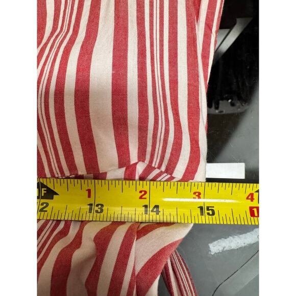 H&M Red & White Striped Shirt Long Sleeve Button Up Midi Dress Size 6 - Picture 8 of 8